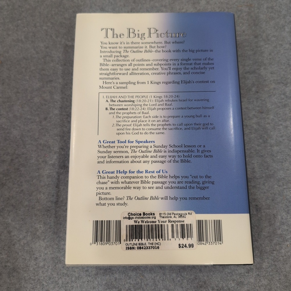 The Outline Bible Harold L Willmington Hardcover Comprehensive Reference 1999 - Picture 2 of 4